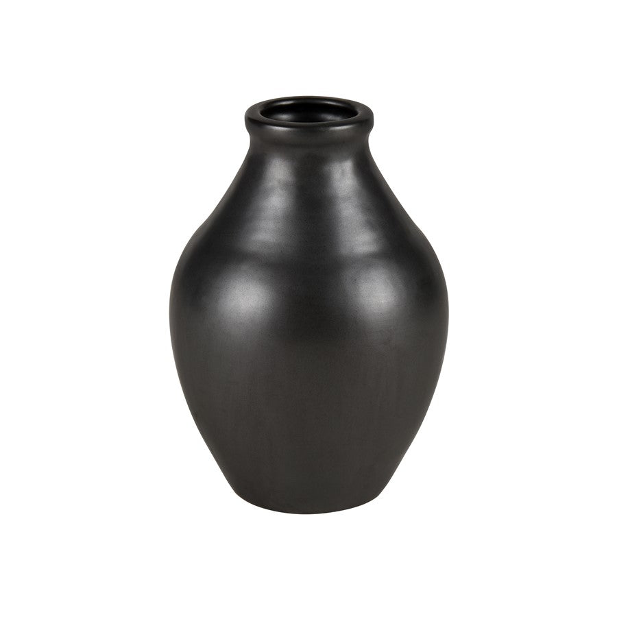 Atlas Lighting Faye Small Vase | Black Earthenware | Shelf & Tabletop Decor | 6.75 x 6.75 x 10 in | Model AC11303-02