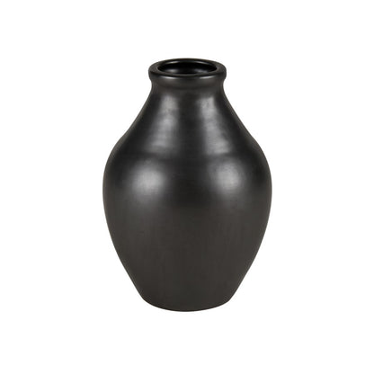 Atlas Lighting Faye Small Vase | Black Earthenware | Shelf & Tabletop Decor | 6.75 x 6.75 x 10 in | Model AC11303-02