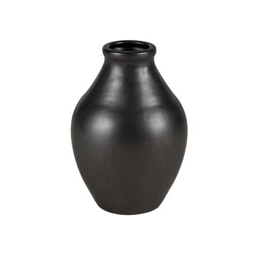 Atlas Lighting Faye Small Vase | Black Earthenware | Shelf & Tabletop Decor | 6.75 x 6.75 x 10 in | Model AC11303-02