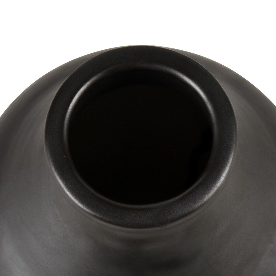 Atlas Lighting Faye Small Vase | Black Earthenware | Shelf & Tabletop Decor | 6.75 x 6.75 x 10 in | Model AC11303-02