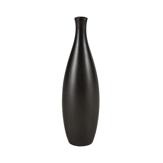Atlas Lighting Faye 14in Tall Vase | Black Earthenware | Living Room & Entryway Decor | 4 x 4 x 14 in | Model AC11304-02