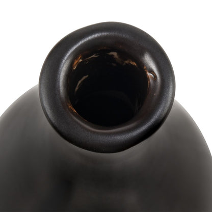 Atlas Lighting Faye 14in Tall Vase | Black Earthenware | Living Room & Entryway Decor | 4 x 4 x 14 in | Model AC11304-02