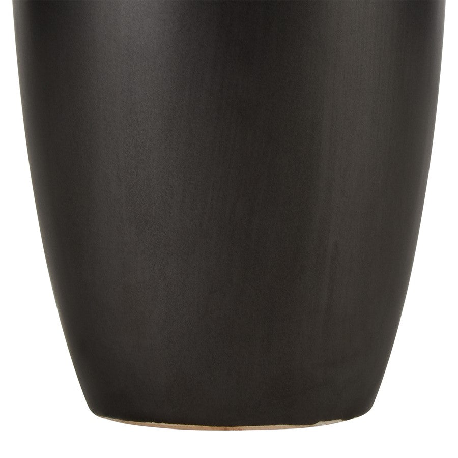 Atlas Lighting Faye 14in Tall Vase | Black Earthenware | Living Room & Entryway Decor | 4 x 4 x 14 in | Model AC11304-02