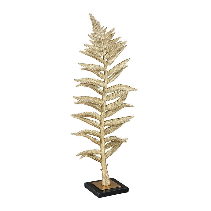 Atlas Lighting Fern Sculpture Set of 2 | Gold Resin with Marble Base | Living Room & Office Decor | 10 x 6 x 25 in | Model AC11310-01S