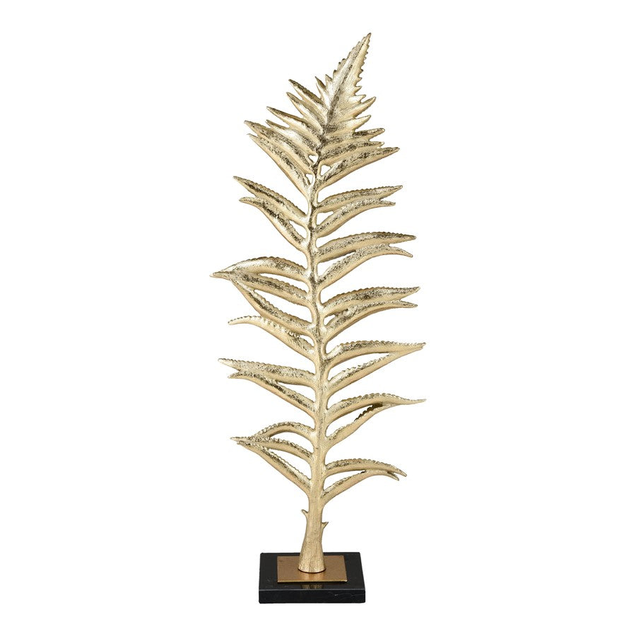 Atlas Lighting Fern Sculpture Set of 2 | Gold Resin with Marble Base | Living Room & Office Decor | 10 x 6 x 25 in | Model AC11310-01S
