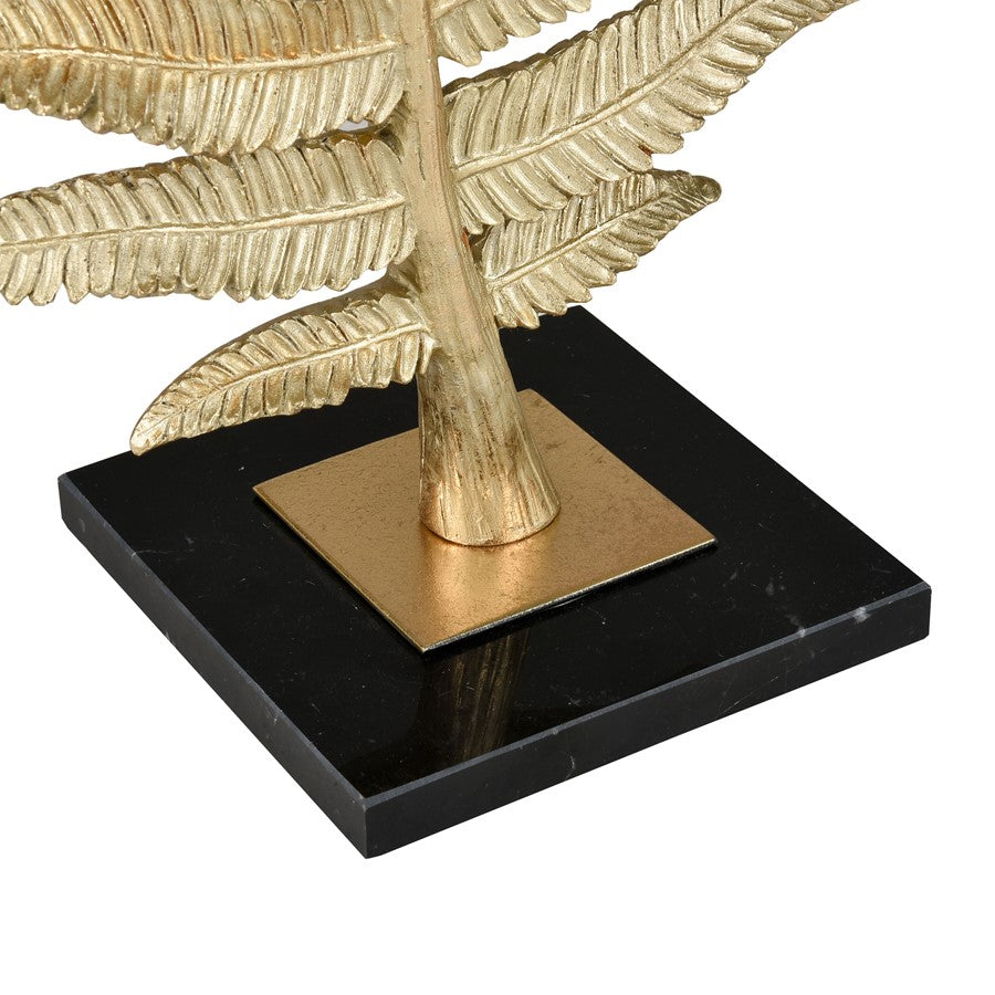 Atlas Lighting Fern Sculpture Set of 2 | Gold Resin with Marble Base | Living Room & Office Decor | 10 x 6 x 25 in | Model AC11310-01S
