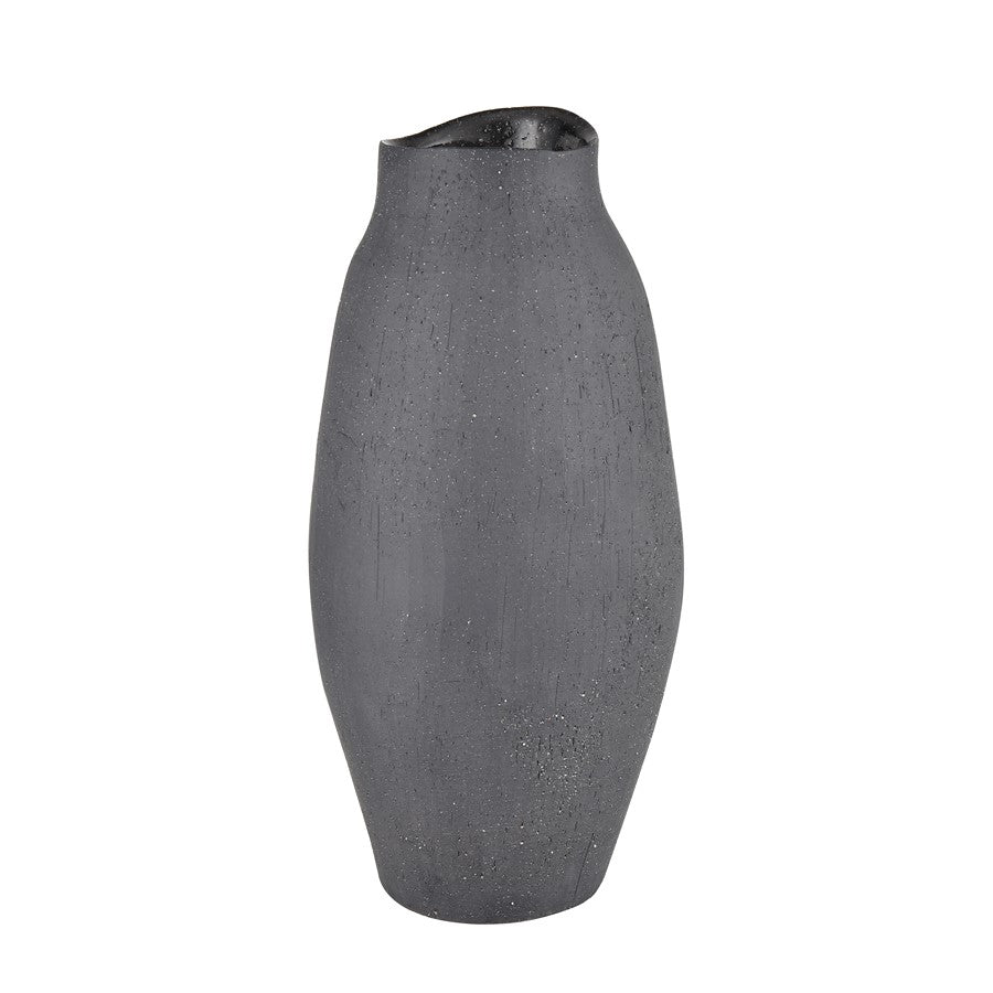 Atlas Lighting Ferraro Tall Vase | Modern Matte Black Earthenware | Living Room & Entryway Decor | 6 x 6 x 12.5 in | Model AC11312-01