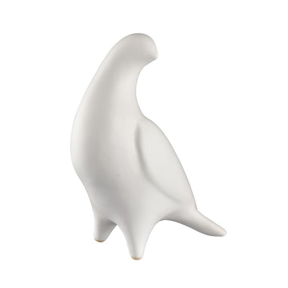 Atlas Lighting Fino Large Sculpture | Transitional White Earthenware Bird | Shelf & Tabletop Decor | 3.25 x 6 x 7.75 in | Model AC11314-01