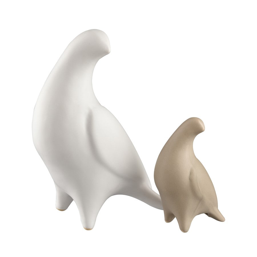 Atlas Lighting Fino Large Sculpture | Transitional White Earthenware Bird | Shelf & Tabletop Decor | 3.25 x 6 x 7.75 in | Model AC11314-01