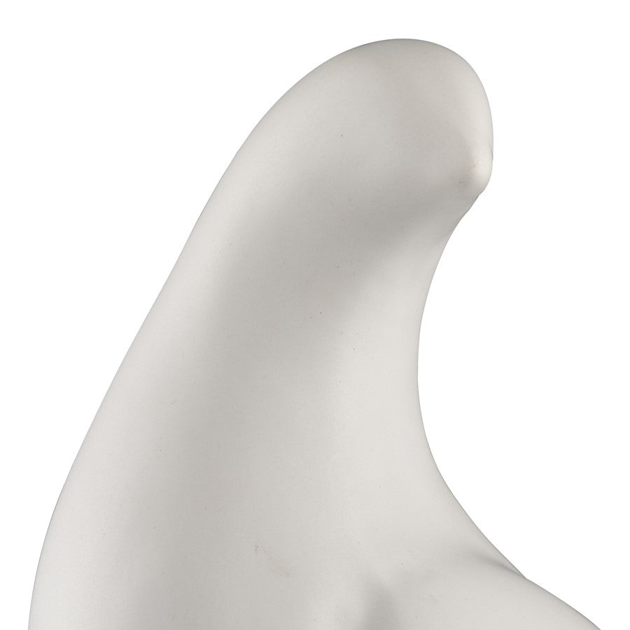 Atlas Lighting Fino Large Sculpture | Transitional White Earthenware Bird | Shelf & Tabletop Decor | 3.25 x 6 x 7.75 in | Model AC11314-01