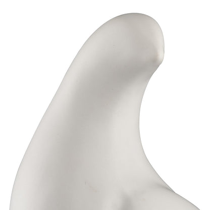 Atlas Lighting Fino Large Sculpture | Transitional White Earthenware Bird | Shelf & Tabletop Decor | 3.25 x 6 x 7.75 in | Model AC11314-01