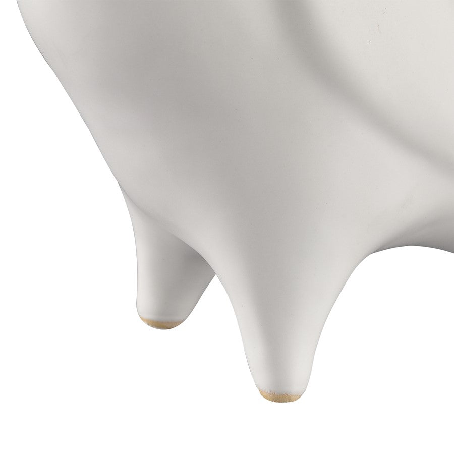 Atlas Lighting Fino Large Sculpture | Transitional White Earthenware Bird | Shelf & Tabletop Decor | 3.25 x 6 x 7.75 in | Model AC11314-01