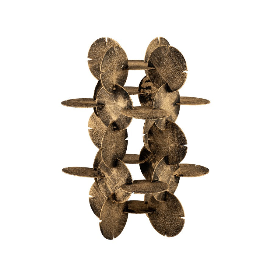 Atlas Lighting Flint Sculpture | Transitional Antique Brass Metal Discs | Desk & Shelf Decor | 8 x 8 x 17.5 in | Model AC11317-01