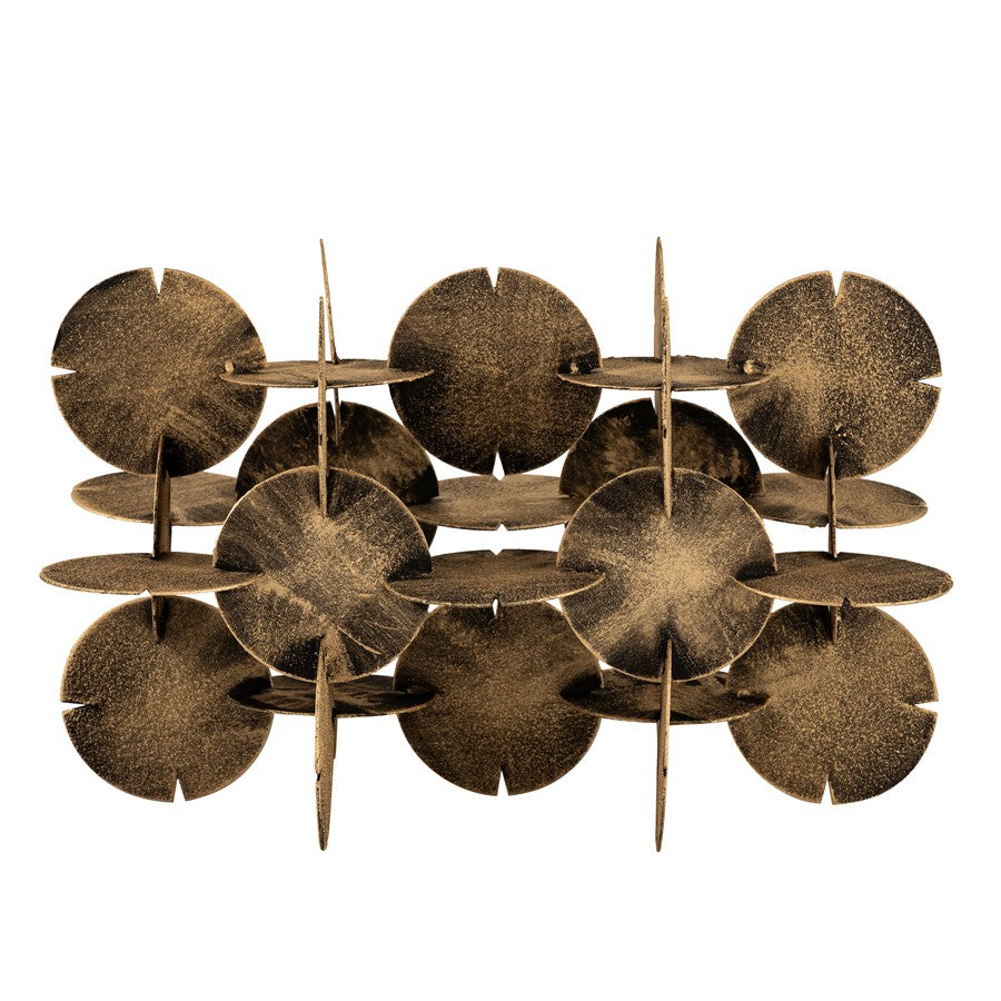 Atlas Lighting Flint Sculpture | Transitional Antique Brass Metal Discs | Desk & Shelf Decor | 8 x 8 x 17.5 in | Model AC11317-01