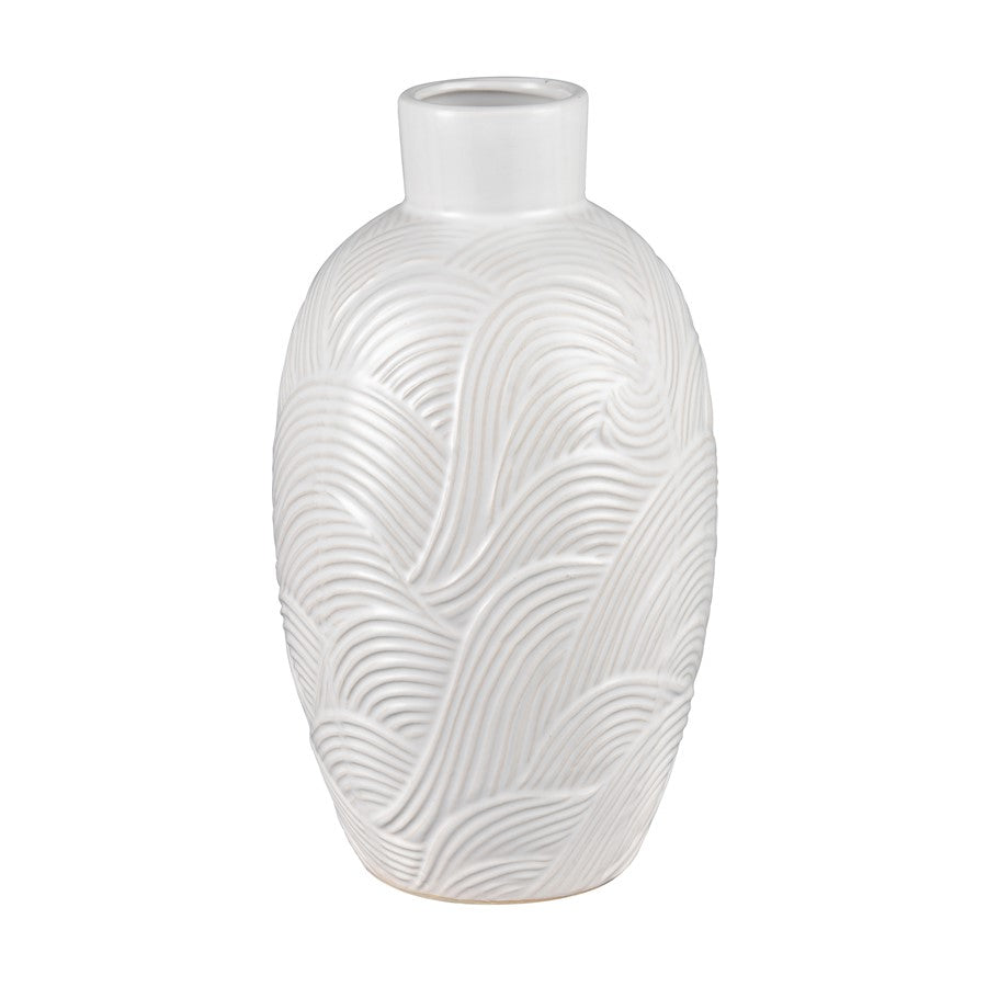 Atlas Lighting Flynn Small Vase | Gloss White Earthenware | Living Room & Entryway Decor | 6.75 x 6.75 x 11.75 in | Model AC11318-01