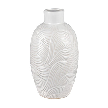 Atlas Lighting Flynn Small Vase | Gloss White Earthenware | Living Room & Entryway Decor | 6.75 x 6.75 x 11.75 in | Model AC11318-01