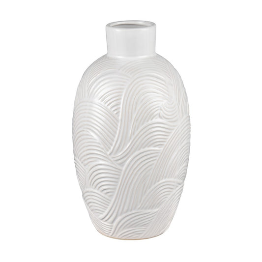 Atlas Lighting Flynn Small Vase | Gloss White Earthenware | Living Room & Entryway Decor | 6.75 x 6.75 x 11.75 in | Model AC11318-01