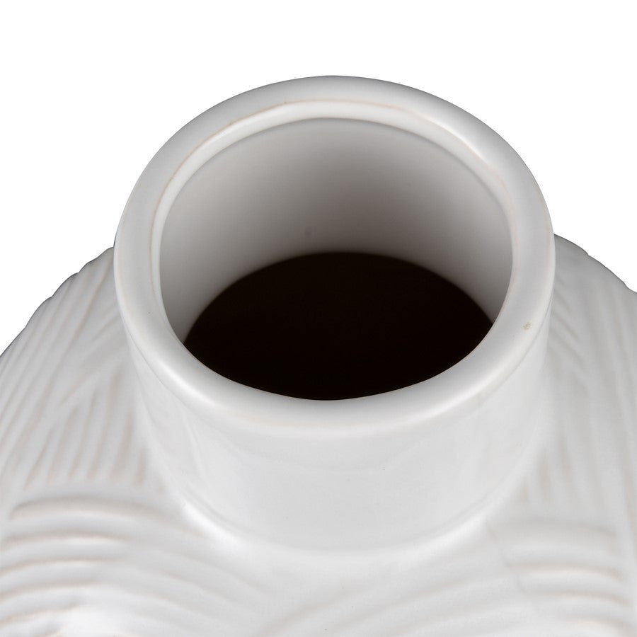 Atlas Lighting Flynn Small Vase | Gloss White Earthenware | Living Room & Entryway Decor | 6.75 x 6.75 x 11.75 in | Model AC11318-01