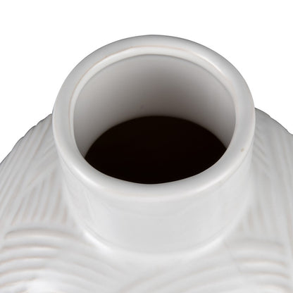 Atlas Lighting Flynn Small Vase | Gloss White Earthenware | Living Room & Entryway Decor | 6.75 x 6.75 x 11.75 in | Model AC11318-01