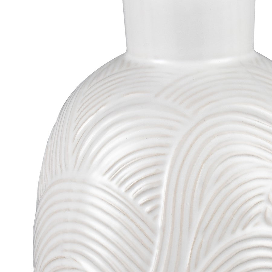 Atlas Lighting Flynn Small Vase | Gloss White Earthenware | Living Room & Entryway Decor | 6.75 x 6.75 x 11.75 in | Model AC11318-01