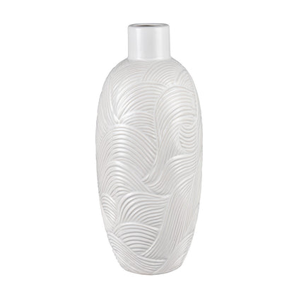 Atlas Lighting Flynn Large Vase | Gloss White Earthenware | Living Room & Entryway Decor | 7 x 7 x 15.75 in | Model AC11318-02