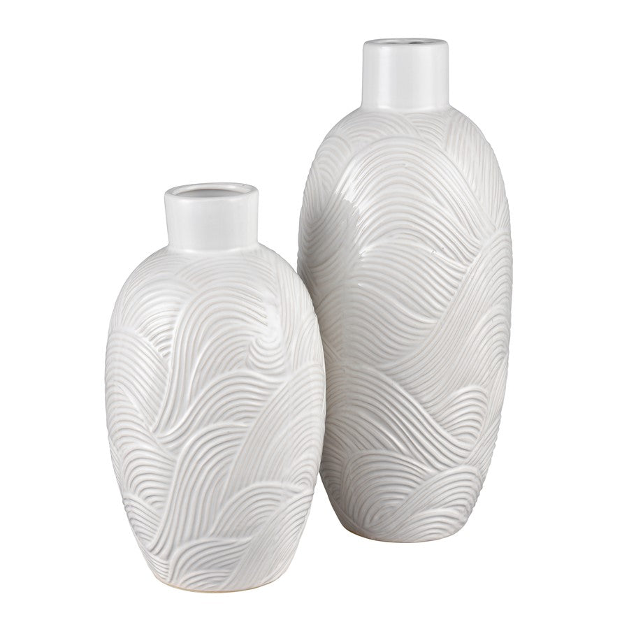 Atlas Lighting Flynn Large Vase | Gloss White Earthenware | Living Room & Entryway Decor | 7 x 7 x 15.75 in | Model AC11318-02