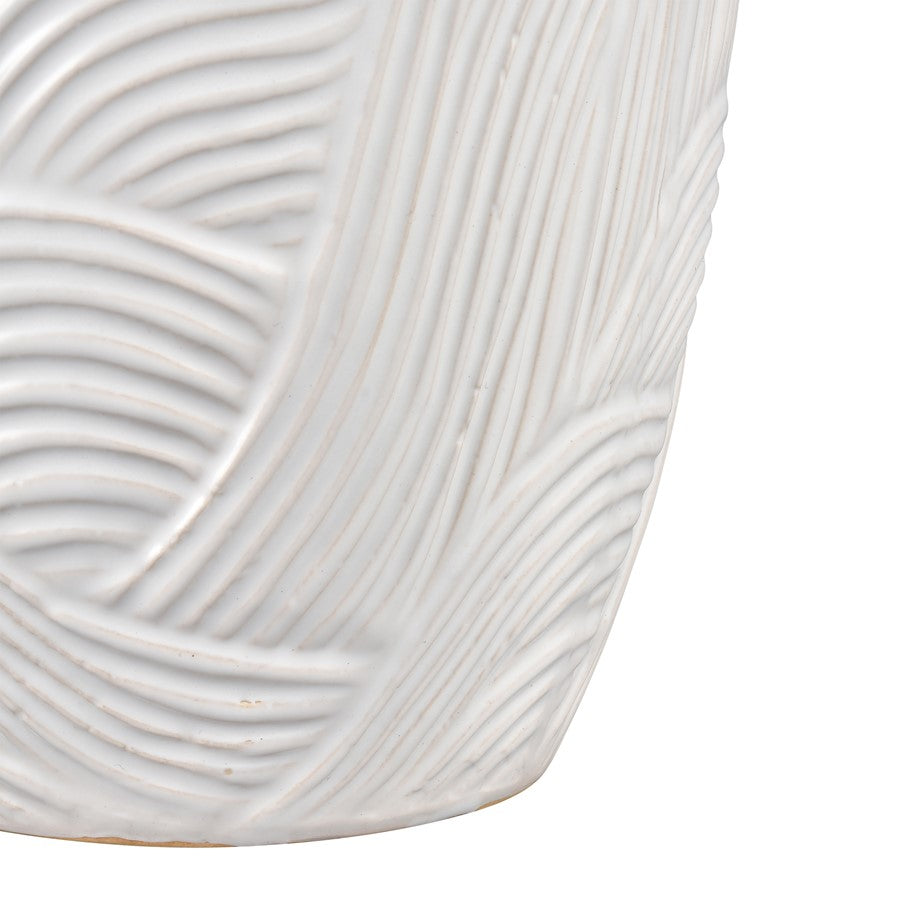 Atlas Lighting Flynn Large Vase | Gloss White Earthenware | Living Room & Entryway Decor | 7 x 7 x 15.75 in | Model AC11318-02