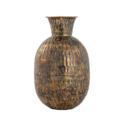Atlas Lighting Fowler Vase | Patinated Brass & Light Blue Metal | Living Room & Entryway Decor | 9.5 x 9.5 x 15.75 in | Model AC11321-01