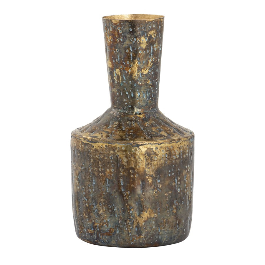 Atlas Lighting Fowler Vase Set of 3 | Patinated Brass and Light Blue Metal | Living Room & Entryway Decor | 6.25in H | Model AC11322-01S