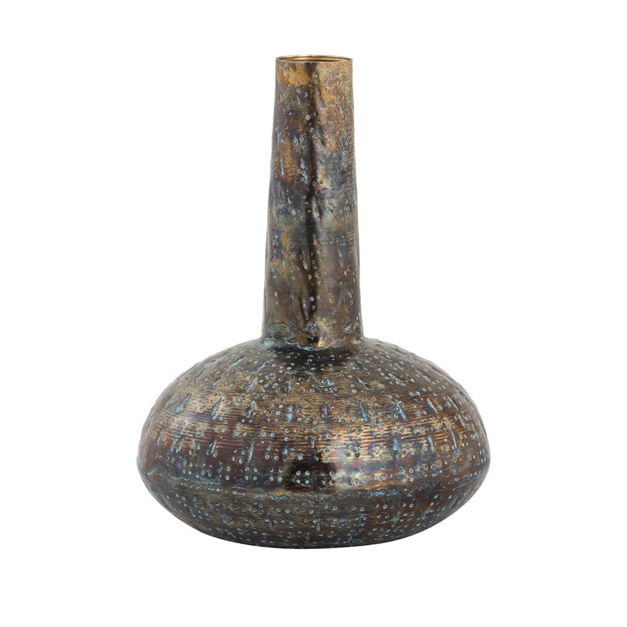 Atlas Lighting Fowler Vase Set of 3 | Patinated Brass and Light Blue Metal | Living Room & Entryway Decor | 6.25in H | Model AC11322-01S