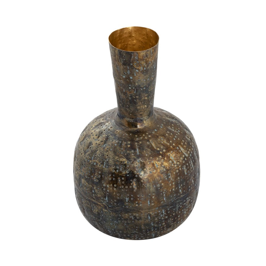 Atlas Lighting Fowler Vase Set of 3 | Patinated Brass and Light Blue Metal | Living Room & Entryway Decor | 6.25in H | Model AC11322-01S