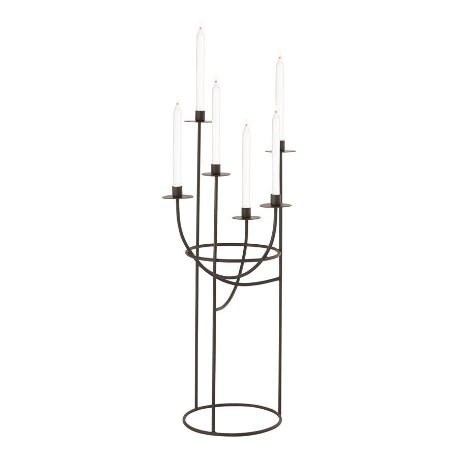 Atlas Lighting Friends Small Candleholder | Modern Matte Black Metal | Dining Room & Mantel Decor | 30.5in H | Model AC11324-01