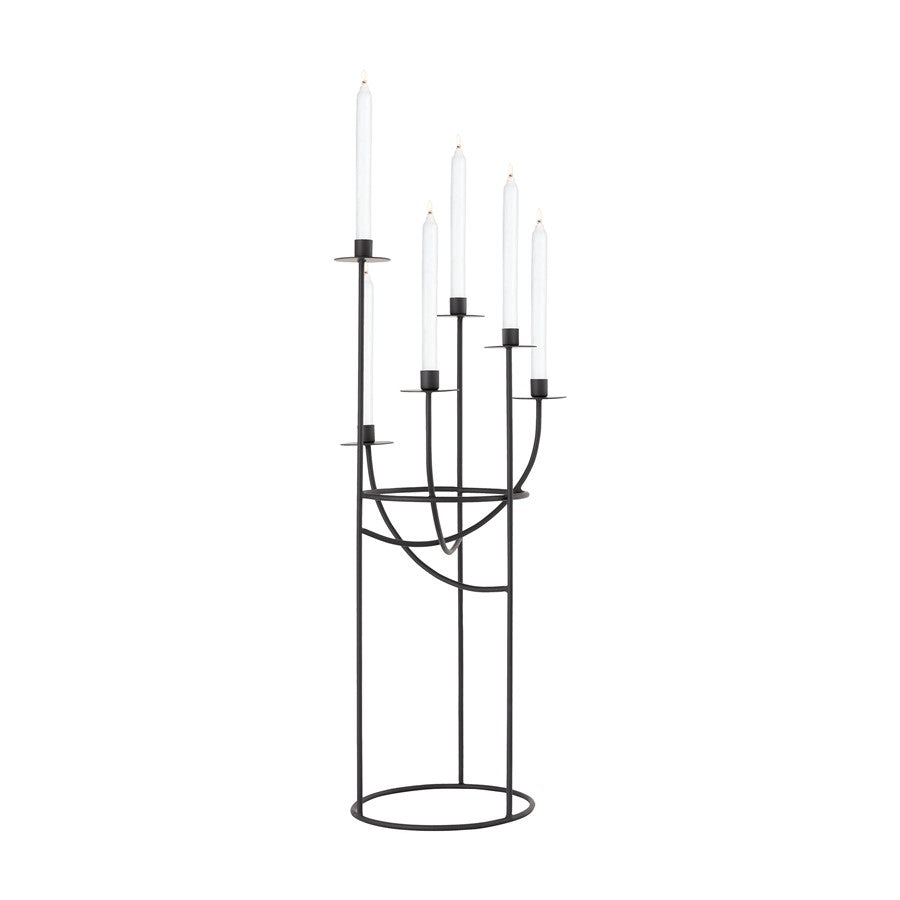 Atlas Lighting Friends Small Candleholder | Modern Matte Black Metal | Dining Room & Mantel Decor | 30.5in H | Model AC11324-01