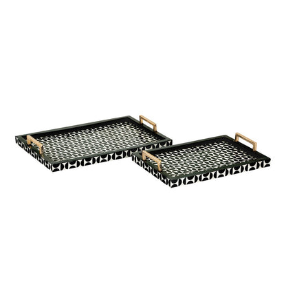 Atlas Lighting Futrelle Tray Set of 2 | Dark Green and White Composite | Coffee Table & Kitchen Organizer | 2.5in H | Model AC11325-01S
