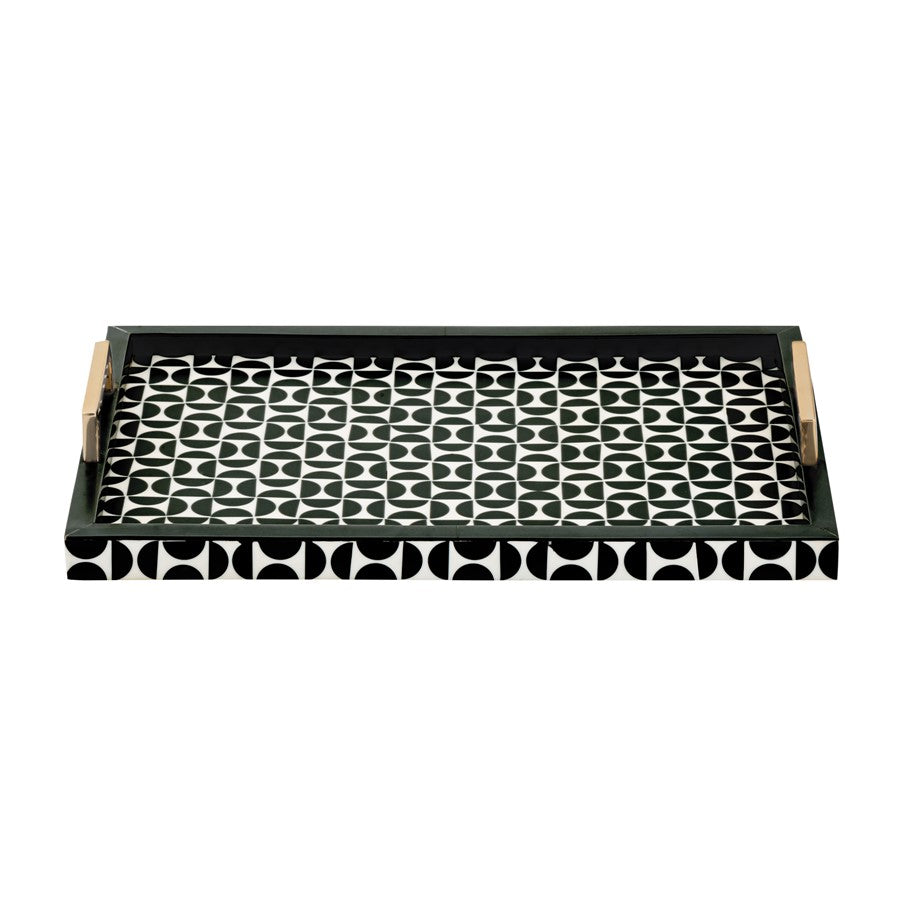 Atlas Lighting Futrelle Tray Set of 2 | Dark Green and White Composite | Coffee Table & Kitchen Organizer | 2.5in H | Model AC11325-01S