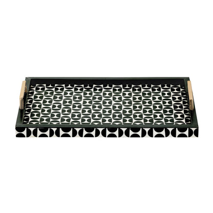 Atlas Lighting Futrelle Tray Set of 2 | Dark Green and White Composite | Coffee Table & Kitchen Organizer | 2.5in H | Model AC11325-01S