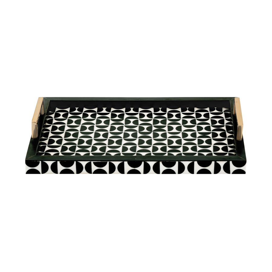 Atlas Lighting Futrelle Tray Set of 2 | Dark Green and White Composite | Coffee Table & Kitchen Organizer | 2.5in H | Model AC11325-01S