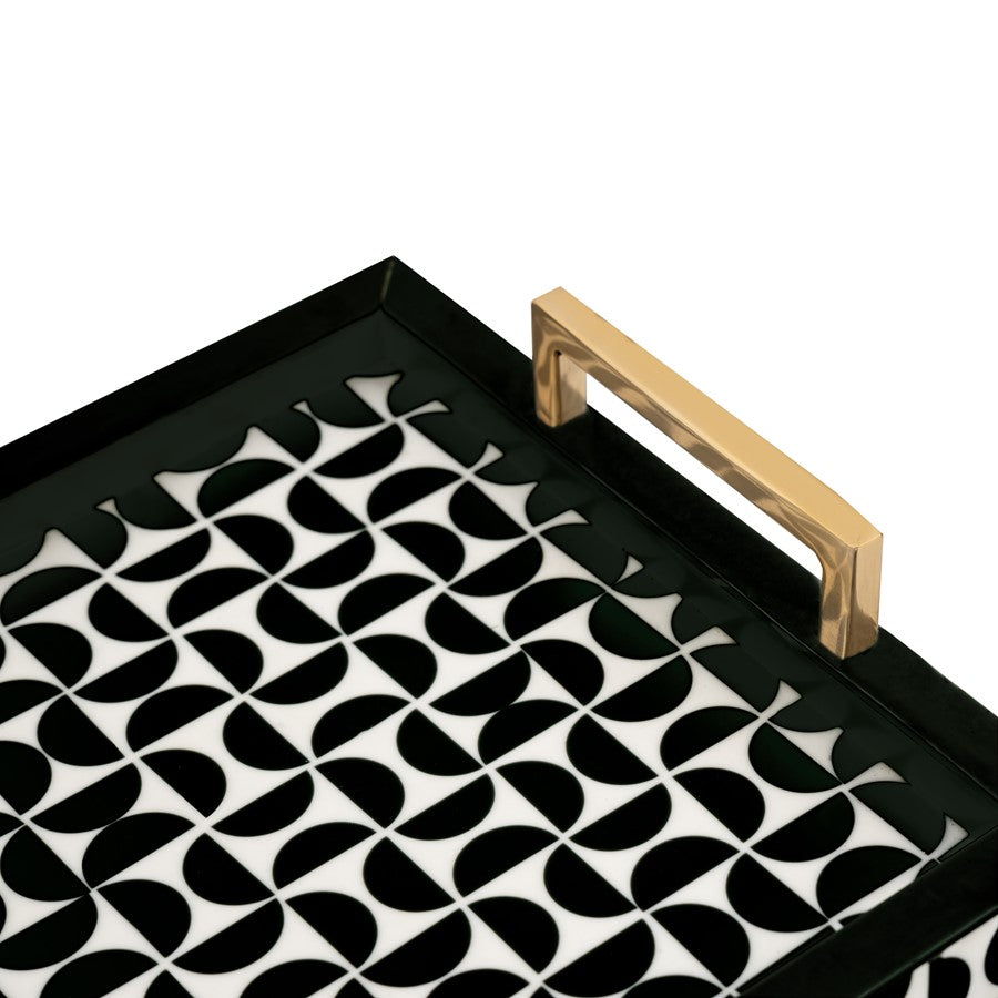 Atlas Lighting Futrelle Tray Set of 2 | Dark Green and White Composite | Coffee Table & Kitchen Organizer | 2.5in H | Model AC11325-01S