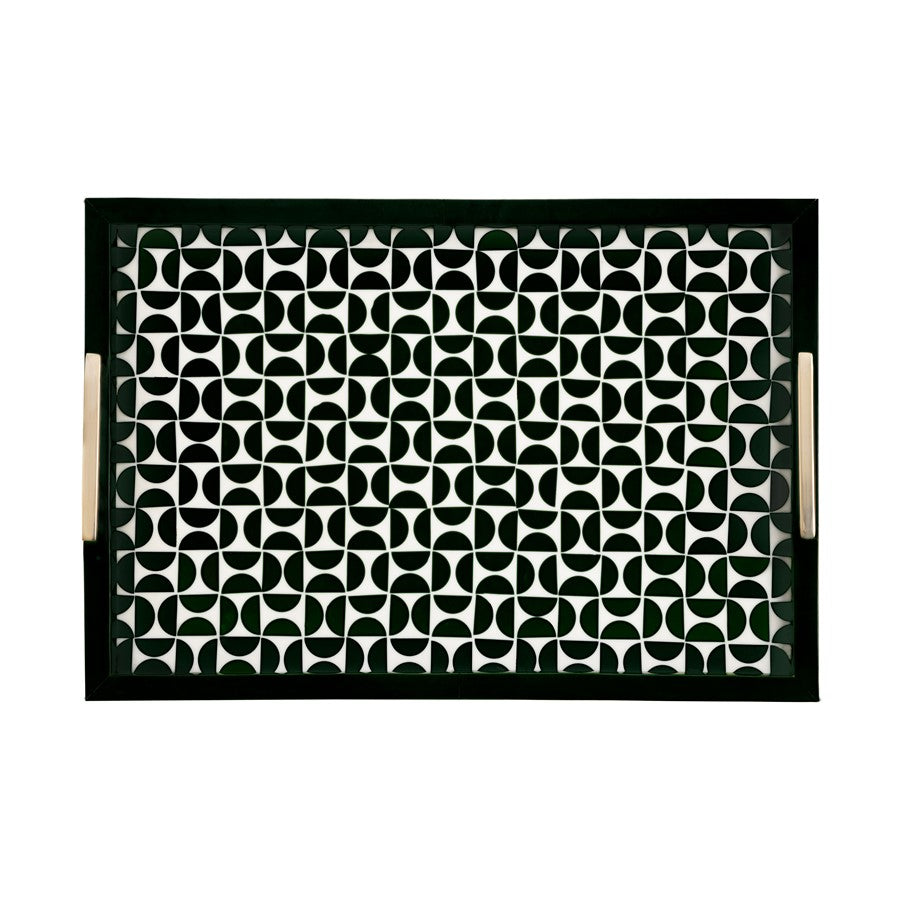 Atlas Lighting Futrelle Tray Set of 2 | Dark Green and White Composite | Coffee Table & Kitchen Organizer | 2.5in H | Model AC11325-01S