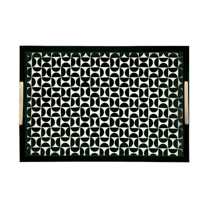 Atlas Lighting Futrelle Tray Set of 2 | Dark Green and White Composite | Coffee Table & Kitchen Organizer | 2.5in H | Model AC11325-01S