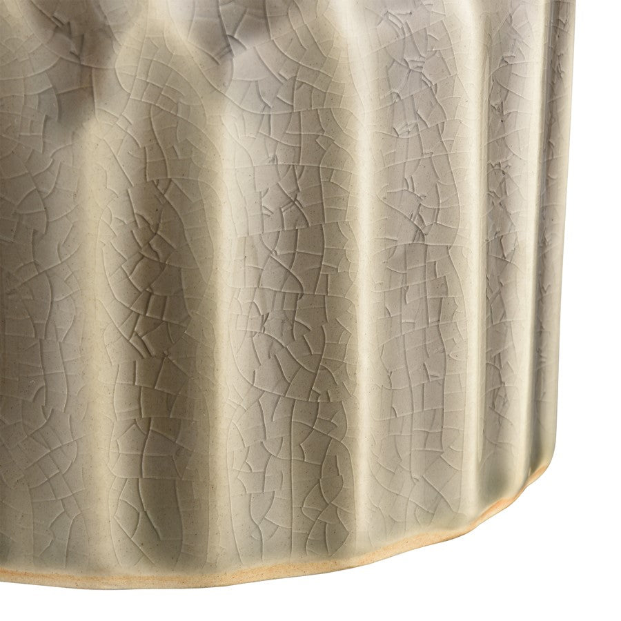 Atlas Lighting Galen Vase Short | Cream and Light Gray Earthenware | Living Room & Shelf Decor | 10.25in H | Model AC11327-01