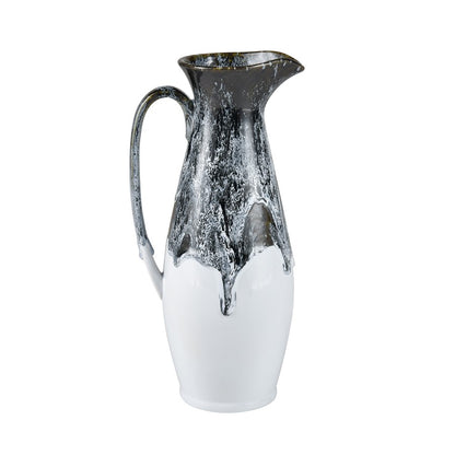 Atlas Lighting Gallemore Pitcher | Black & White Glazed Earthenware | Modern Sculpture for Entryway & Kitchen Counter | 14in H | Model AC11328-01