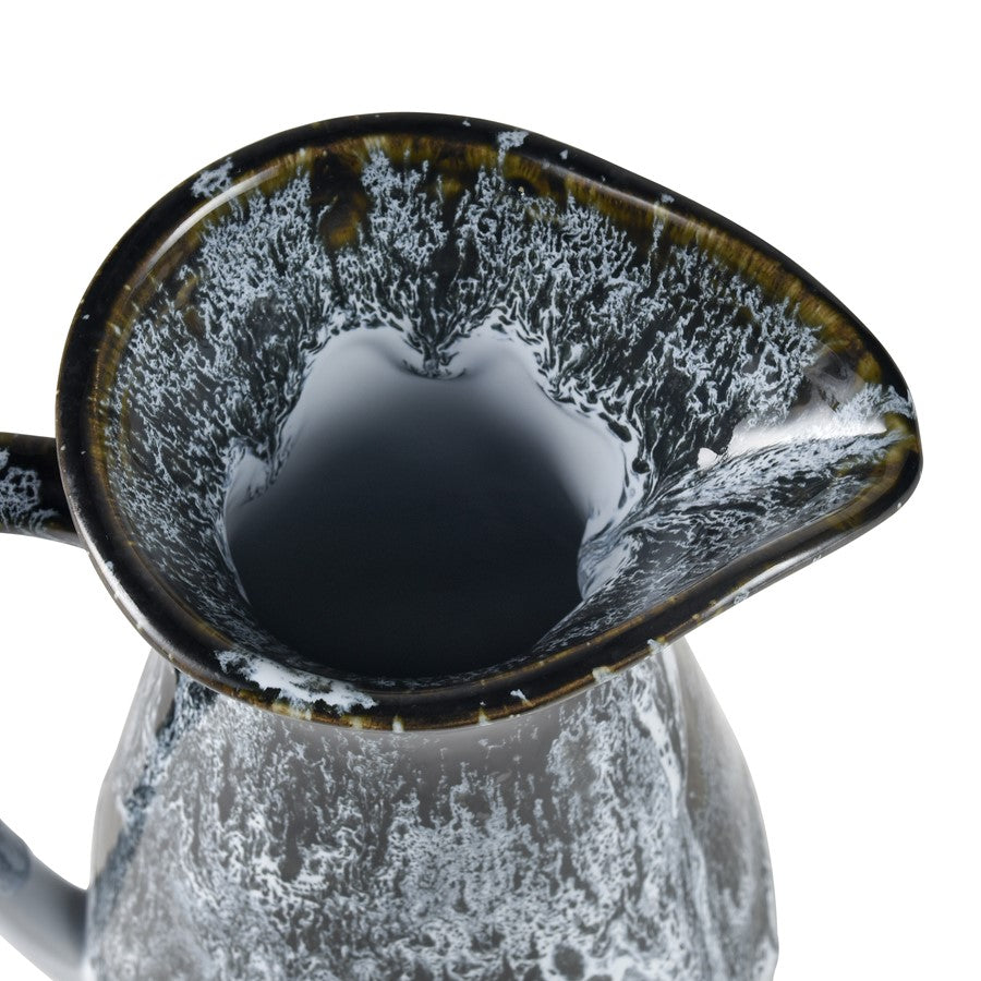 Atlas Lighting Gallemore Pitcher | Black & White Glazed Earthenware | Modern Sculpture for Entryway & Kitchen Counter | 14in H | Model AC11328-01