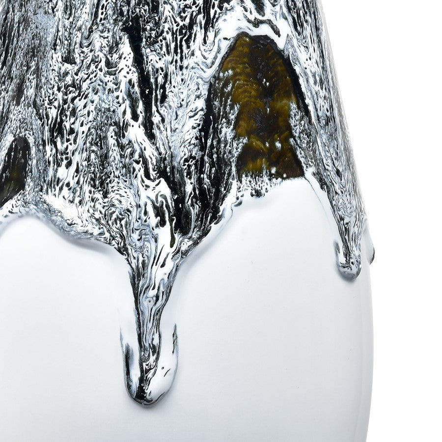 Atlas Lighting Gallemore Pitcher | Black & White Glazed Earthenware | Modern Sculpture for Entryway & Kitchen Counter | 14in H | Model AC11328-01