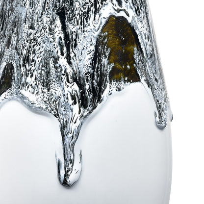 Atlas Lighting Gallemore Pitcher | Black & White Glazed Earthenware | Modern Sculpture for Entryway & Kitchen Counter | 14in H | Model AC11328-01