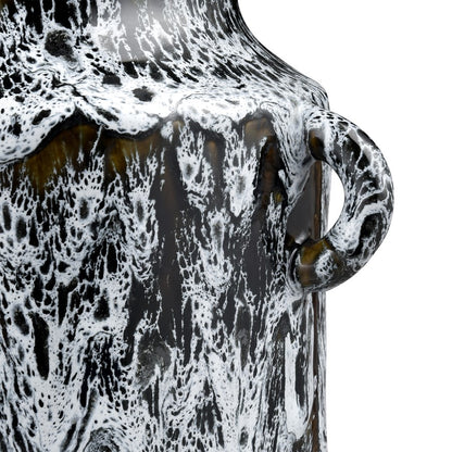 Atlas Lighting Gallemore Vase | Black & White Glazed Earthenware | Modern Sculpture for Entryway & Living Room | 10in H | Model AC11329-01