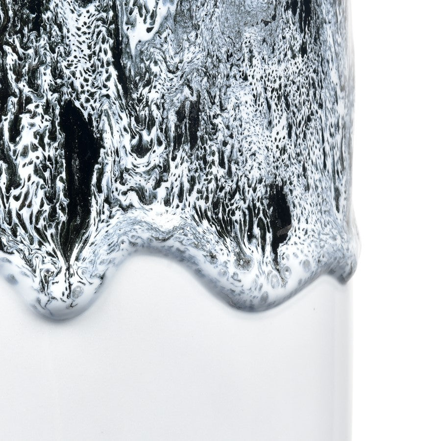 Atlas Lighting Gallemore Vase | Black & White Glazed Earthenware | Modern Sculpture for Entryway & Living Room | 10in H | Model AC11329-01