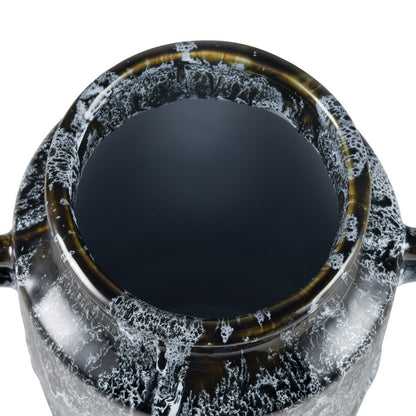 Atlas Lighting Gallemore Vase | Black & White Glazed Earthenware | Modern Sculpture for Entryway & Living Room | 10in H | Model AC11329-01