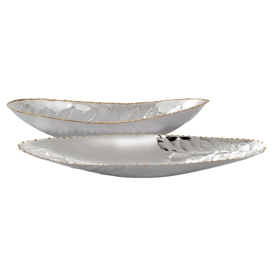 Atlas Lighting Garza Trays, Set of 2 | Silver & Gold Metal | Decorative Serving Trays for Coffee Table & Vanity | 18.5in W | Model AC11330-01S