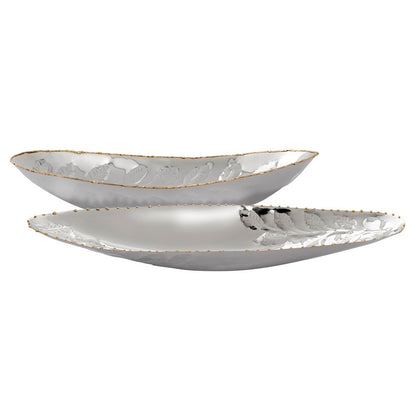 Atlas Lighting Garza Trays, Set of 2 | Silver & Gold Metal | Decorative Serving Trays for Coffee Table & Vanity | 18.5in W | Model AC11330-01S